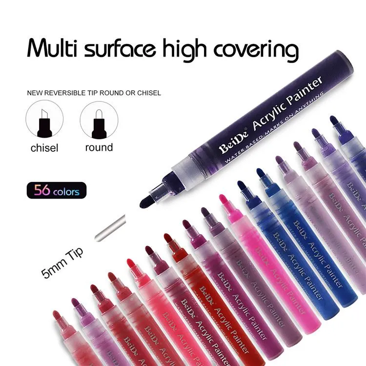 Pennarelli Acrilici Indelebili per Pietre, 48 Colori/24 Pcs Pennarelli a Vernice