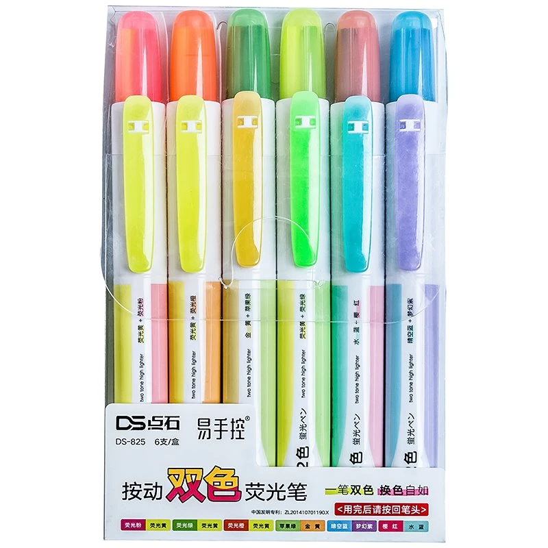 Evidenziatore retrattile 2 colori in 1 punta