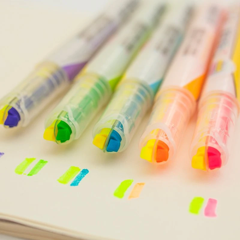 Penna fluorescente evidenziatore a doppio colore da 5 pezzi