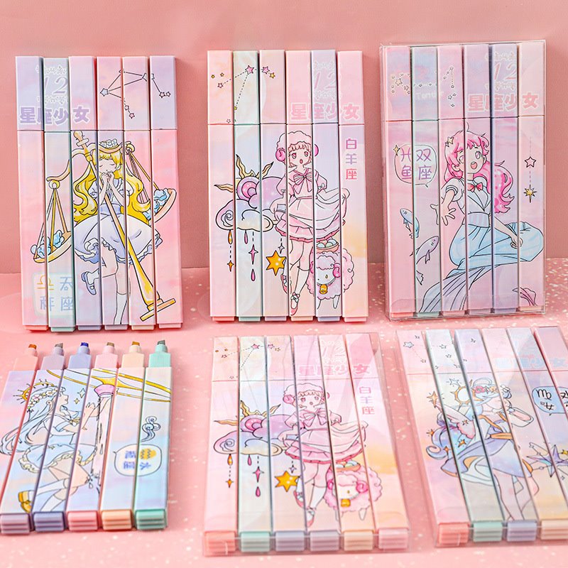 Evidenziatori costellazione 6 pezzi pastello carino
